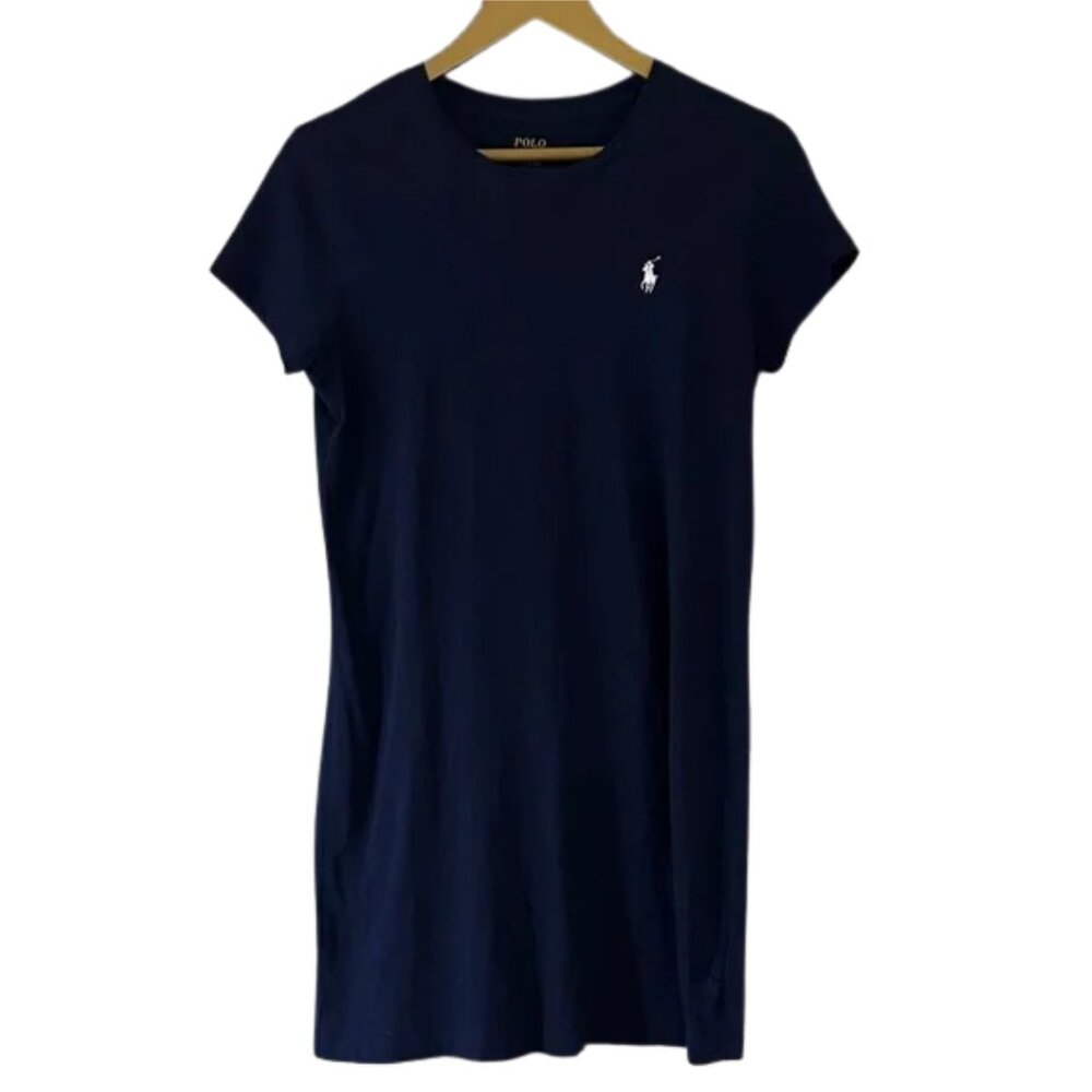 Polo by Ralph Lauren Navy Blue Midi T-Shirt Dress with White Pony